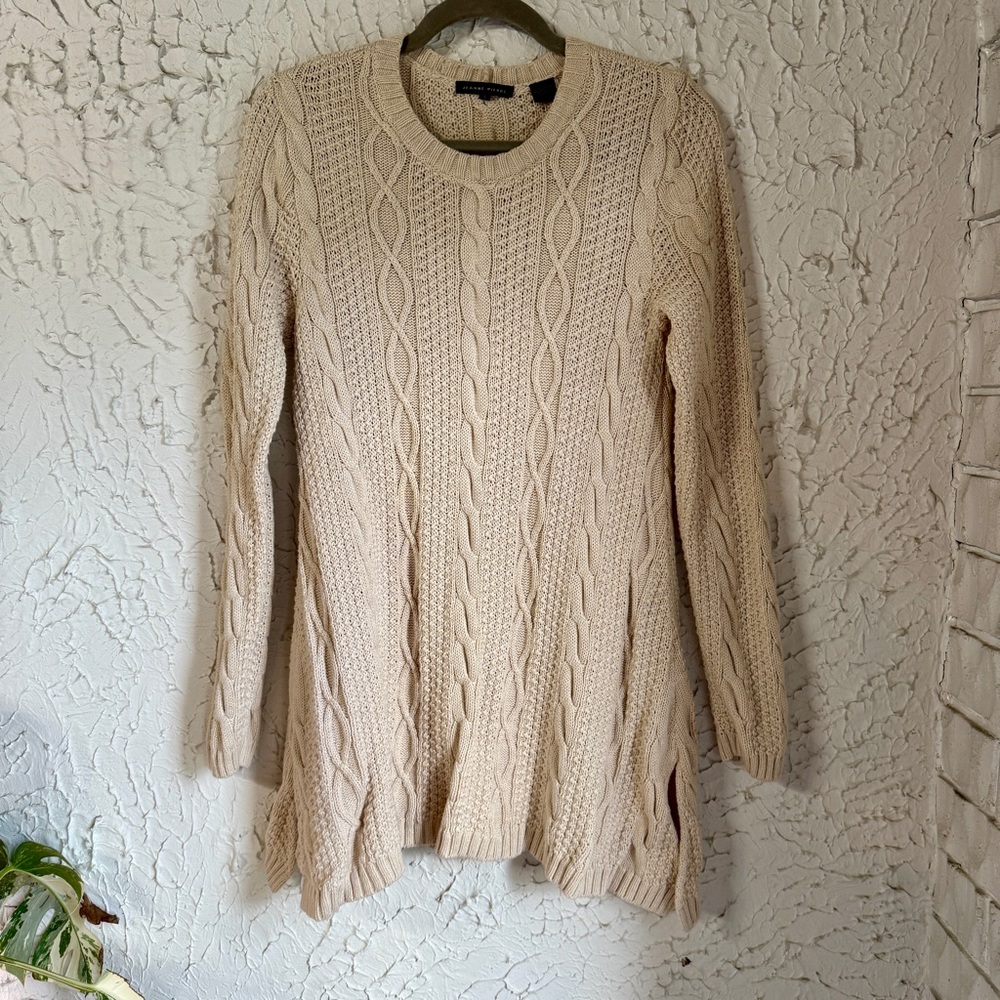 Jeanne Pierre Beige Cable Knit Sweater